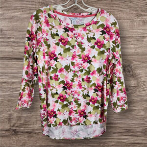 Tommy Bahama Ashby Isles floral print 3/4 sleeve cotton Tshirt woman size small